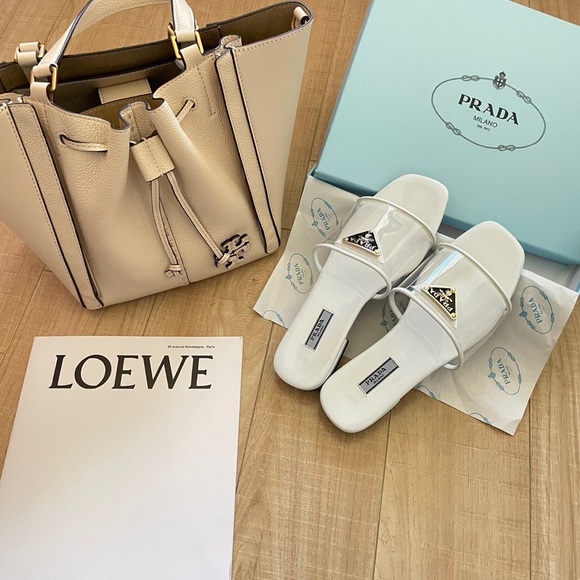 Prada Gold Label Transparent Flat Slippers - Picture 1 of 5